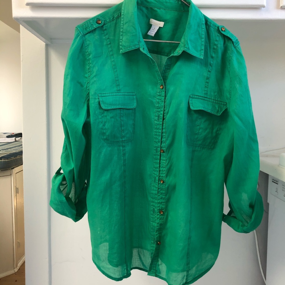 Chico’s spring green blouse
